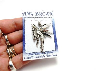 Calling The Storm Fairy pendant by artist Amy Brown Peter Stone Just Like Silver