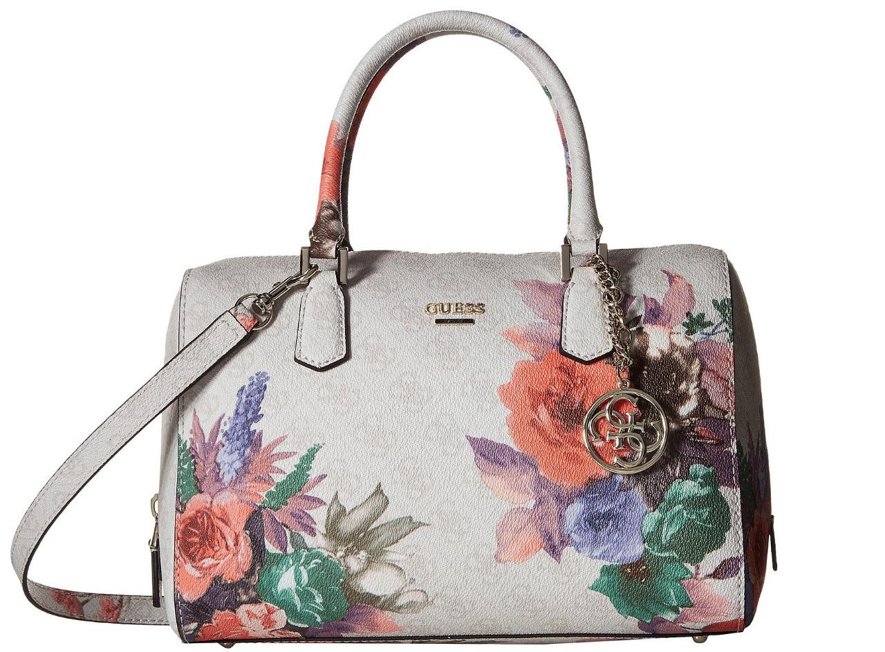 GUESS Linnea Rose Floral Linea Box Satchel Handbag Tote Bag Purse ...