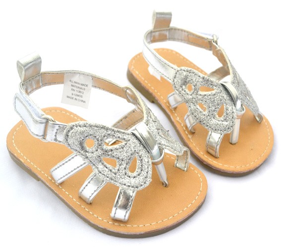 Silver butterfly kids toddler baby girl shoes sandals 9-18 Months | eBay