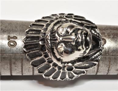 Bague Homme Argent/Inox Signée Reese - Motif Chef Indien Apache - Taille 11