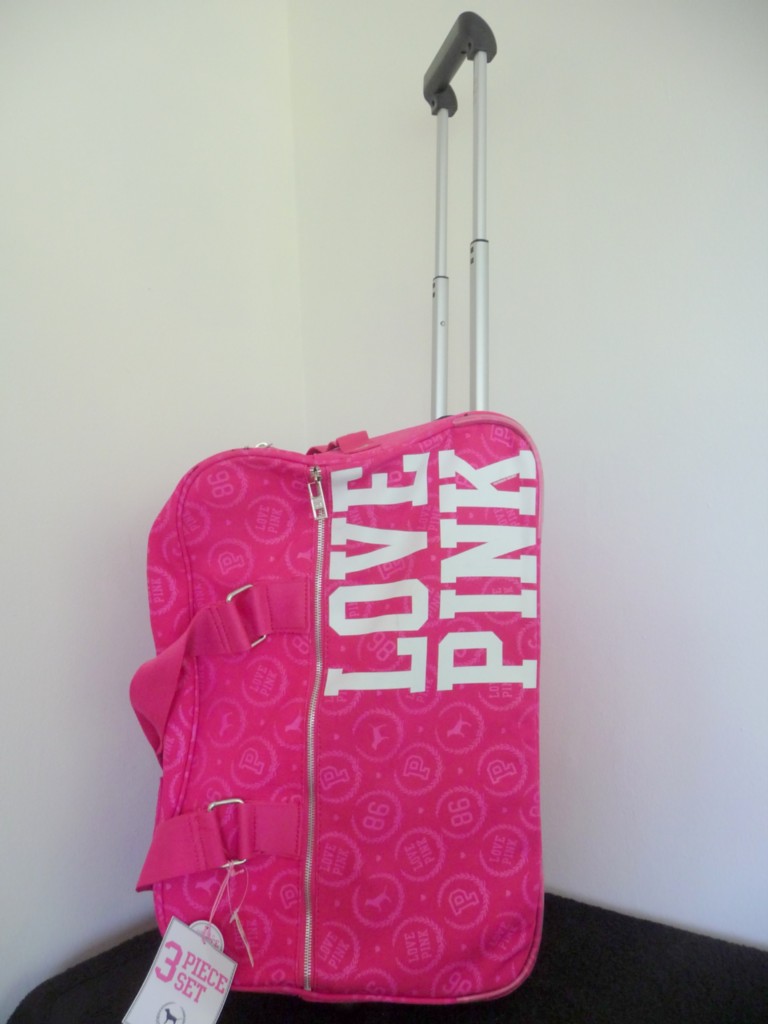 victoria's secret pink wheelie luggage