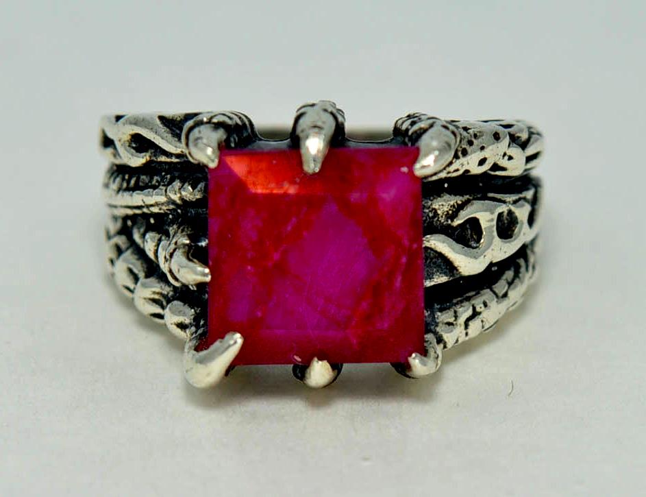 NATURAL RUBY JULY BIRTHSTONE 925 STERLING SILVER MENS RING #0105 
