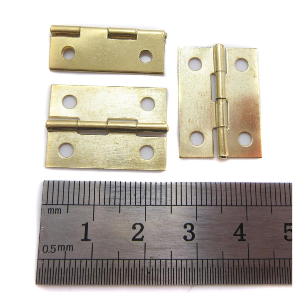 10 x GOLD PLATED MINIATURE HINGES 24 x 17mm DOLLHOUSE CIGAR BOX