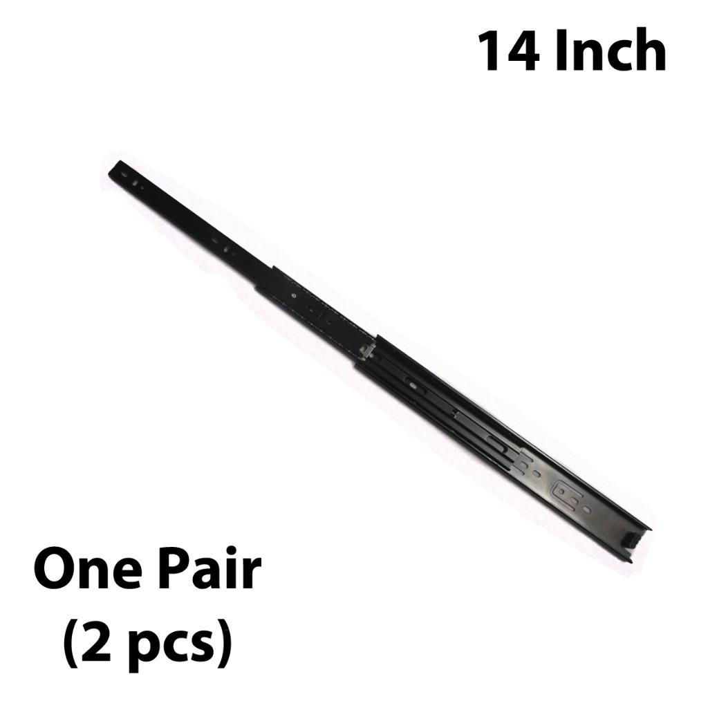 14 Inch Black Drawer Slides Runners 30kg Full Extension Ball
