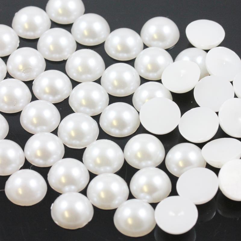 Ivory 100 7mm Round Flatback Acrylic Pearl Wedding