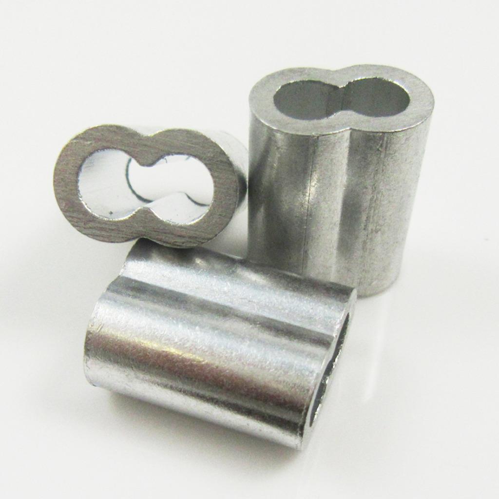 20, 3mm ALUMINIUM CRIMPS 1mm 8mm *7 SIZES* FERRULES FOR STEEL WIRE ROPE CABLE