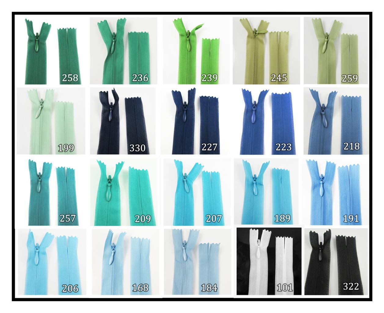 5/"-10/" CONCEALED INVISIBLE No.3 NYLON ZIPS *38 COLOURS SEWING CLOSED END ZIP