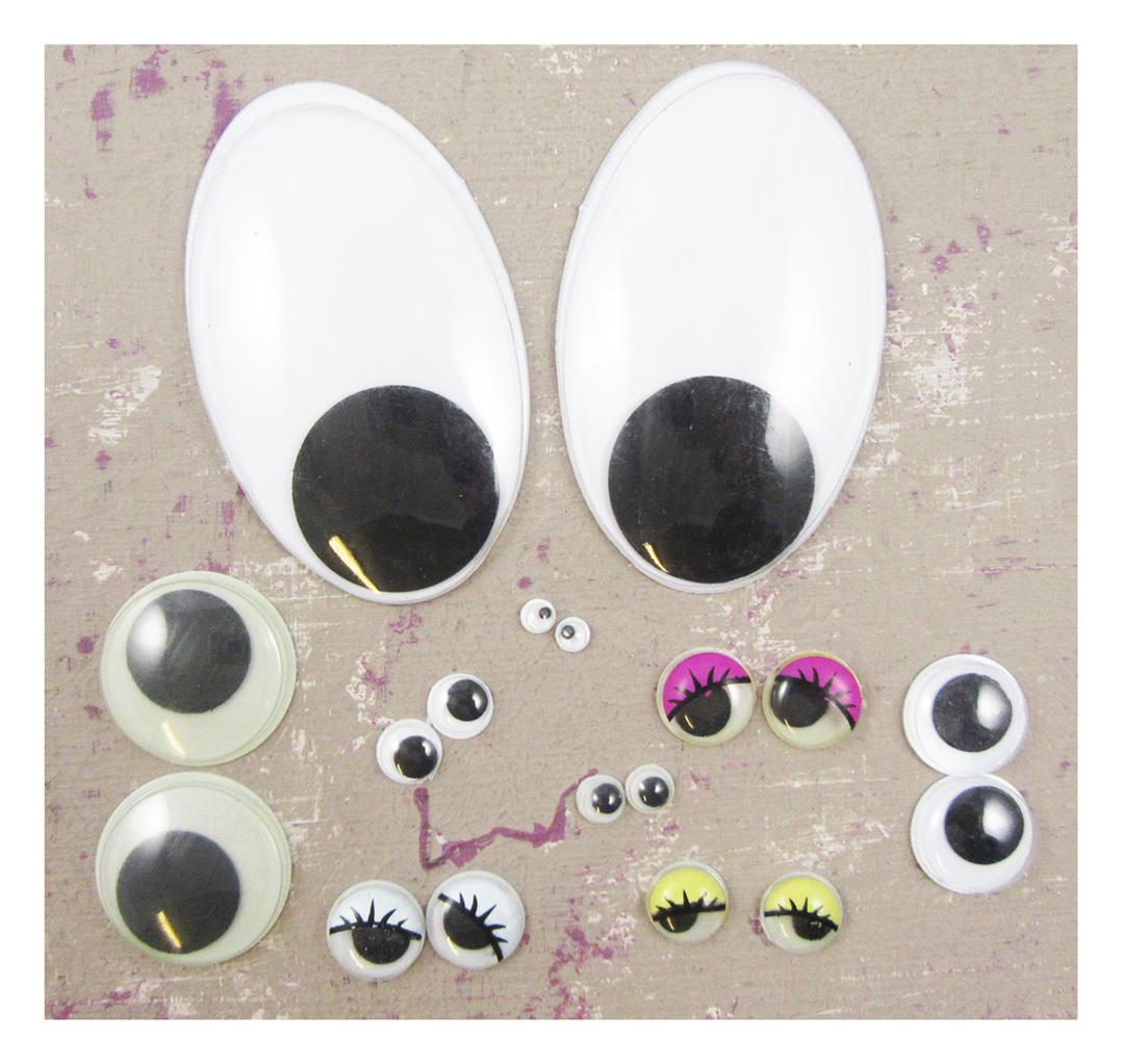 GLUE ON WOBBLY GOOGLY EYES *4 COLOURS* *9 SIZES* ARTS CRAFTS SCRAP