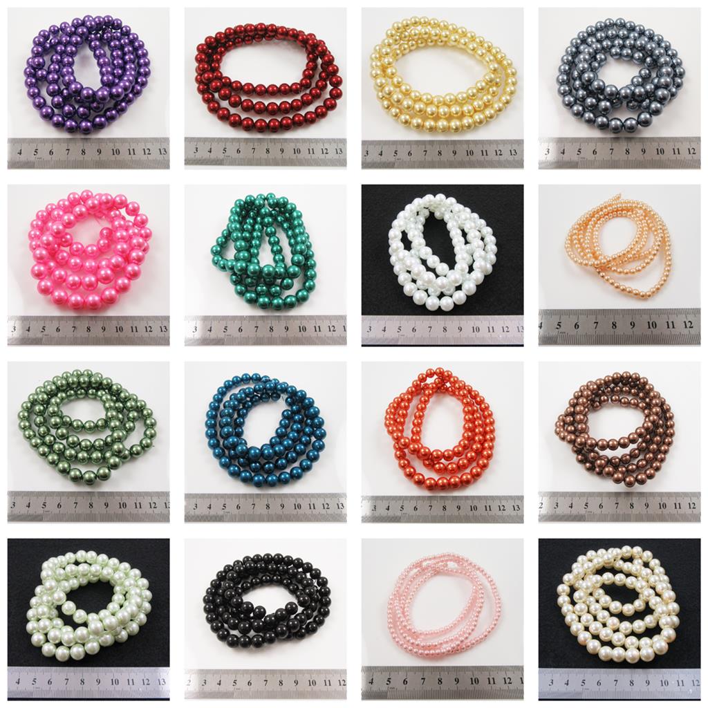 Size 8mm 11 Colours To Choose From. Round Glass Faux Pearl Beads