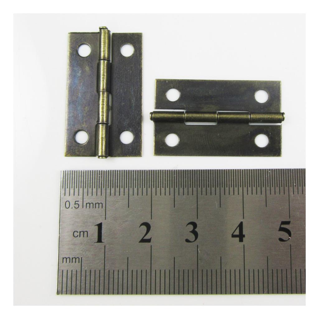 10 x ANTIQUE BRASS SMALL PLATED MINIATURE HINGES 17 x 28mm DOLLHOUSE CIGAR BOX