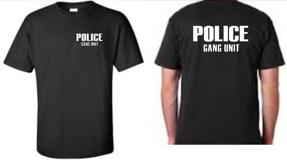 Police Gang Unit T-Shirt Black Double Sided Mens Tee | eBay