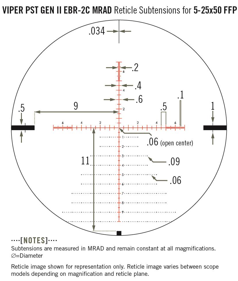 Vortex Viper PST Gen II 525x50 EBR2C mrad Zero Stop Turrets 30mm FFP Rifle Scope