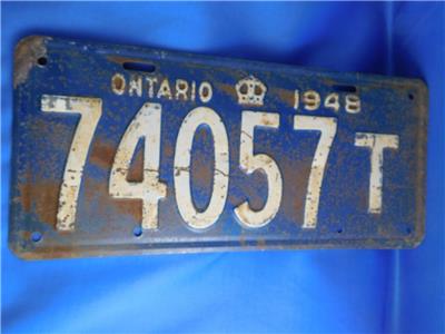 鉄道プレート 3208 ONTARIO LICENSE PLATE 1948 TRAILER 74057 T VINTAGE CANADA CAR SHOP
