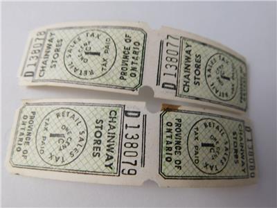 RETAIL SALES TAX PAID ONE CENT TICKET TOKEN CHAINWAY STORES PROVINCE ONTARIO LOT | eBay