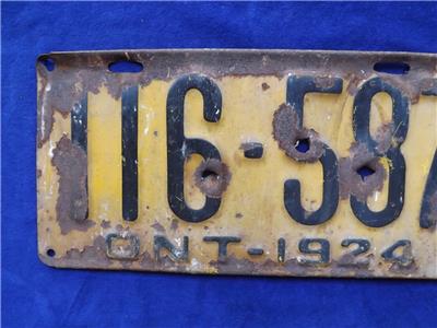 ONTARIO LICENSE PLATE 1924 116 587 COLLECTOR CANADA ...