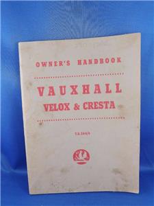 Owners Handbook Vauxhall Velox Cresta Car Manual 1959 Wiring