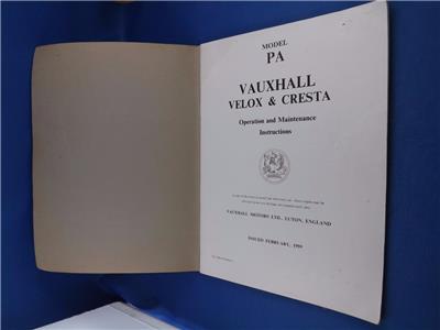 Owners Handbook Vauxhall Velox Cresta Car Manual 1959 Wiring