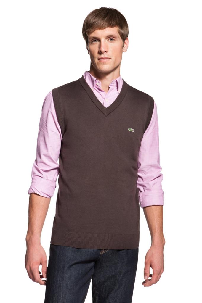 Lacoste Men's Supima Cotton Jersey Sweater Vest $120 Brown | eBay