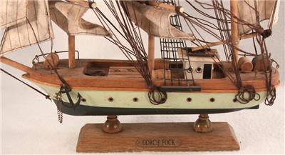 Vintage Wood Model Sail Boat Ship 
