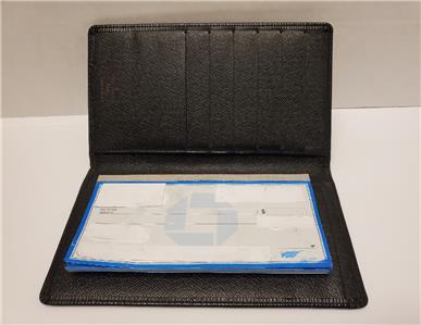 Louis Vuitton Porte Cartes Credit Checkbook Bifold Wallet Black Epi Leather | eBay