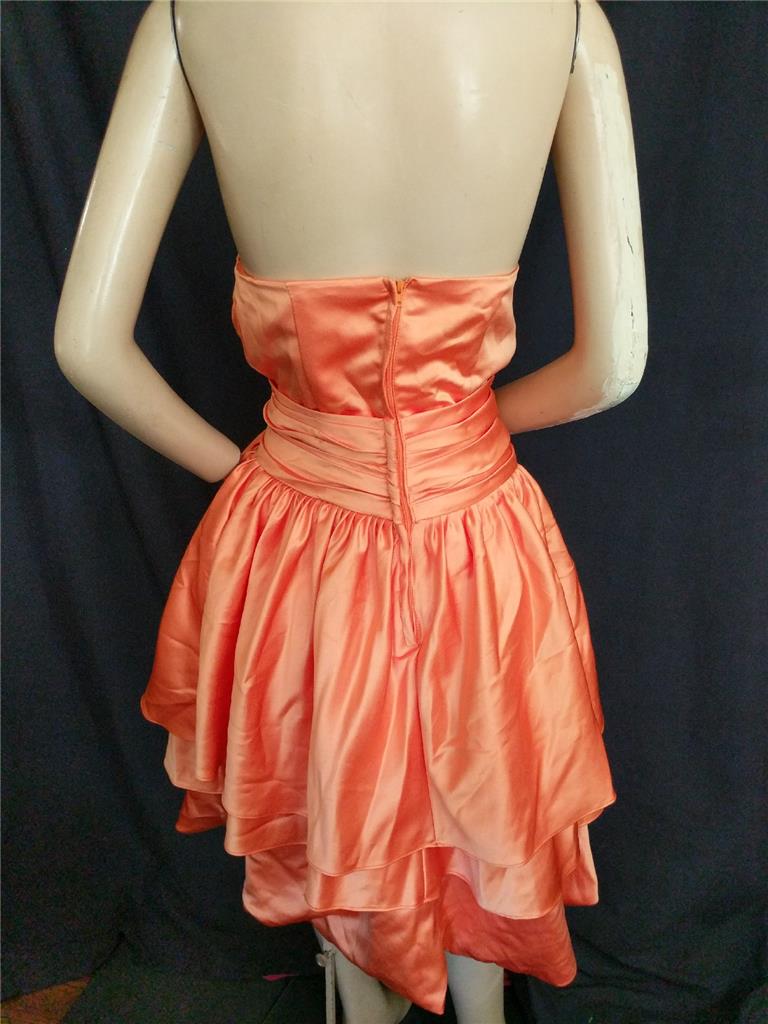 ORANGE STRAPLESS RUFFLE PROM, HOMECOMING DRESS 32" BUST | eBay