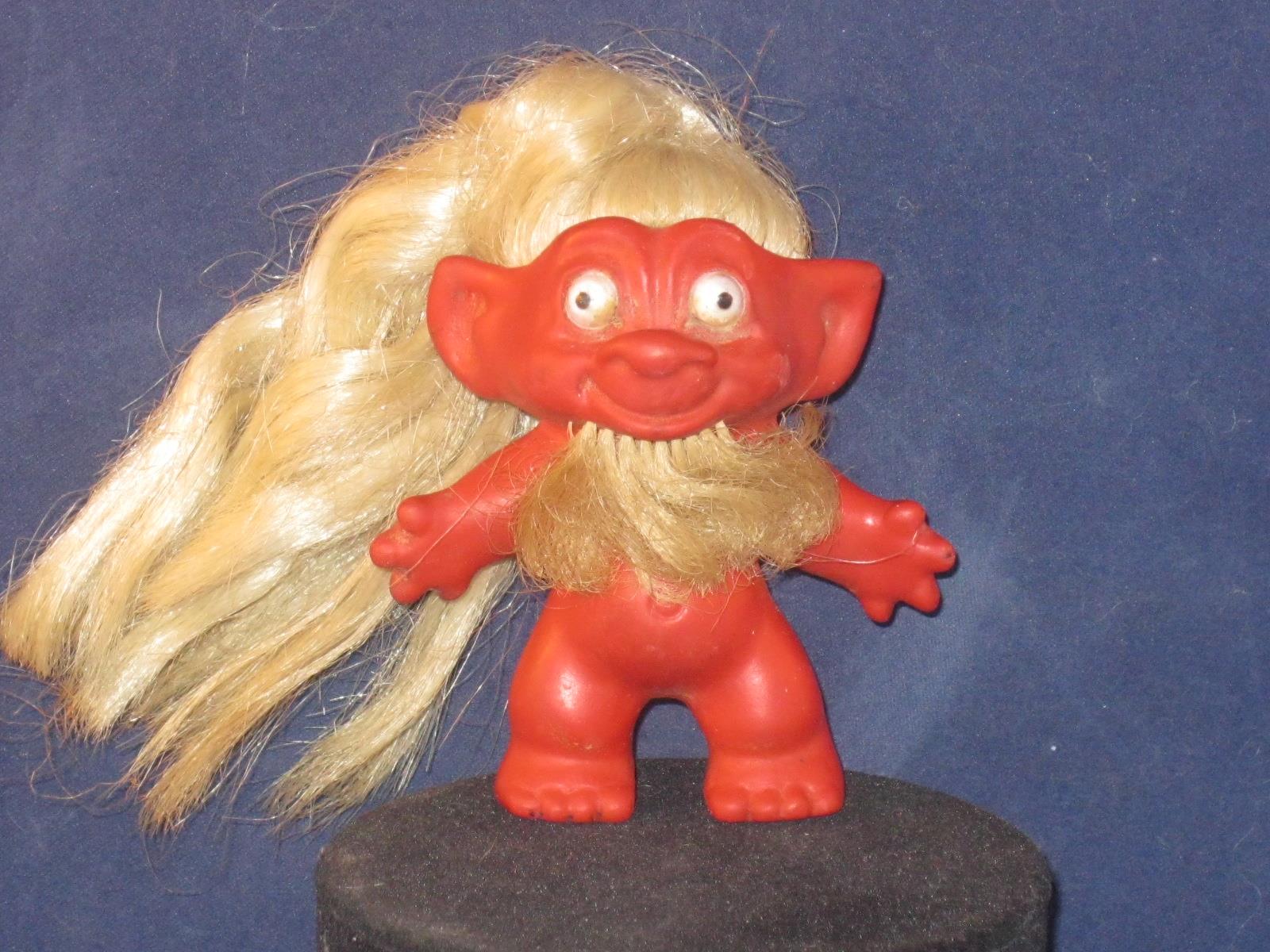 3 Vintage Red Corpo Guia Troll Cabelo Loiro E Barba Com Olhos