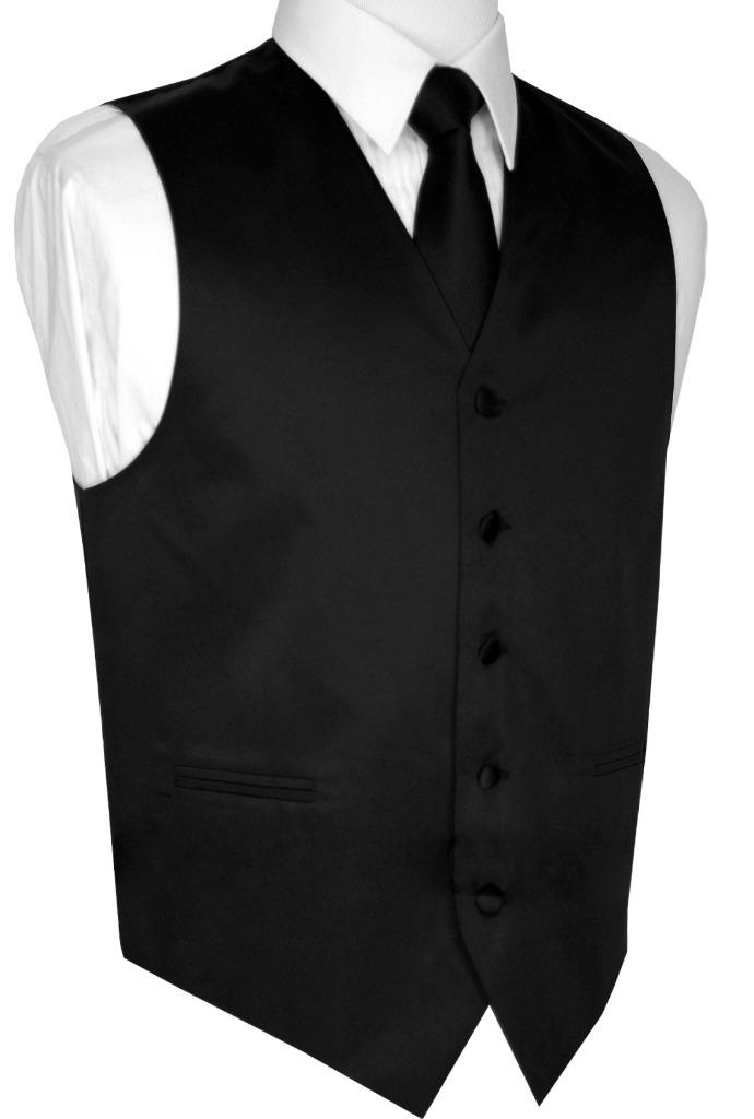 Men's Satin Formal Tuxedo Vest Tie & Hankie Set. Wedding, Prom, Cruise ...
