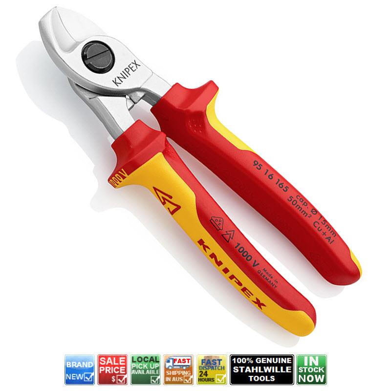 KNIPEX 95 16 165 CABLE CUTTING PLIERS 1000V VDE INSULATED SHEARS 165mm