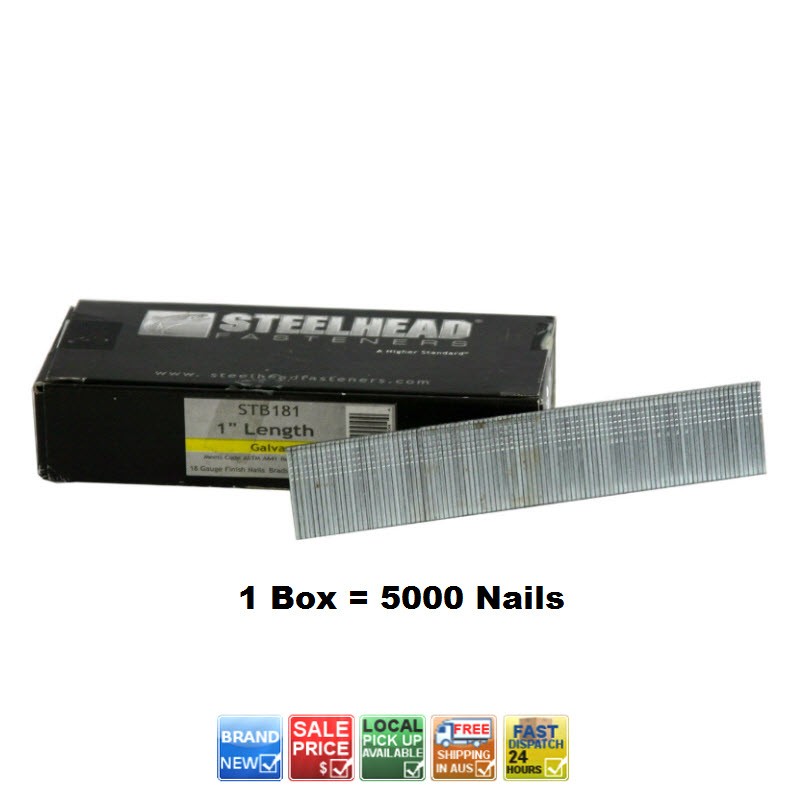 STEELHEAD 1" 25mm GALV 18 GAUGE C1 SERIES STRAIGHT FINISH GUN NAILS
