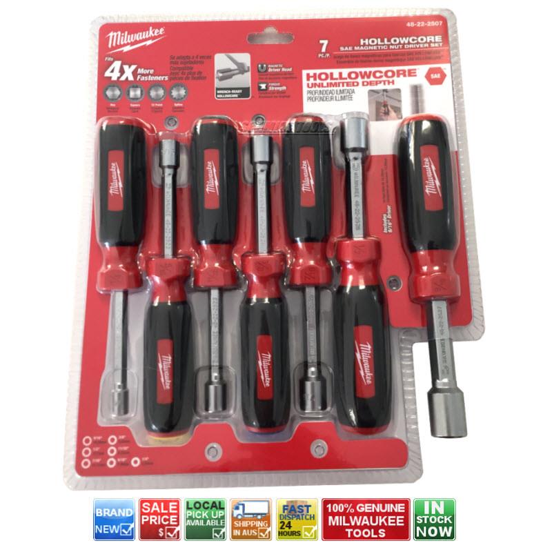 MILWAUKEE 48222507 HOLLOWCORE SAE NUT DRIVER SET 7 PIECE 4822