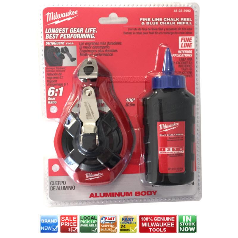 MILWAUKEE 48223992 30m CHALK LINE REEL & 3oz CHALK 61 FAST REWIND SNAP