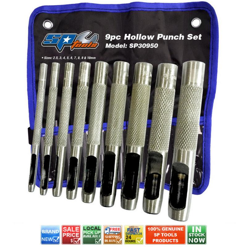 SP TOOLS SP30950 HOLLOW PUNCH SET 9 PIECE SET WITH ROLL UP STORAGE