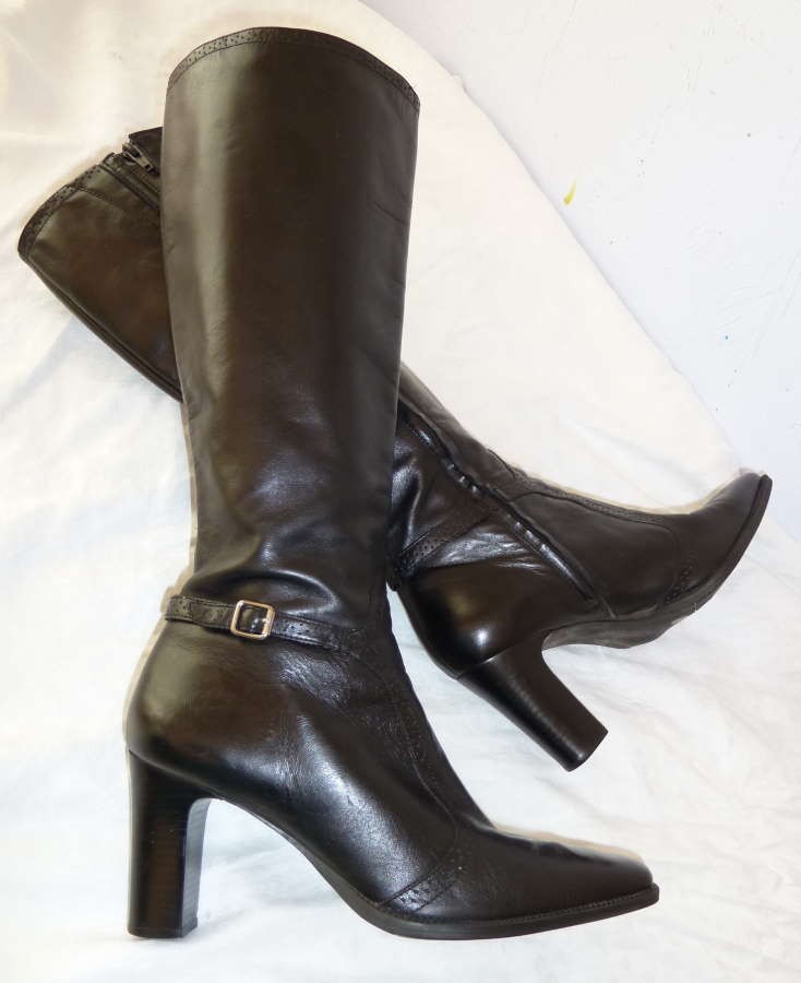 High heels Michelle D. Leather Tall boots shoes Size 9M | eBay