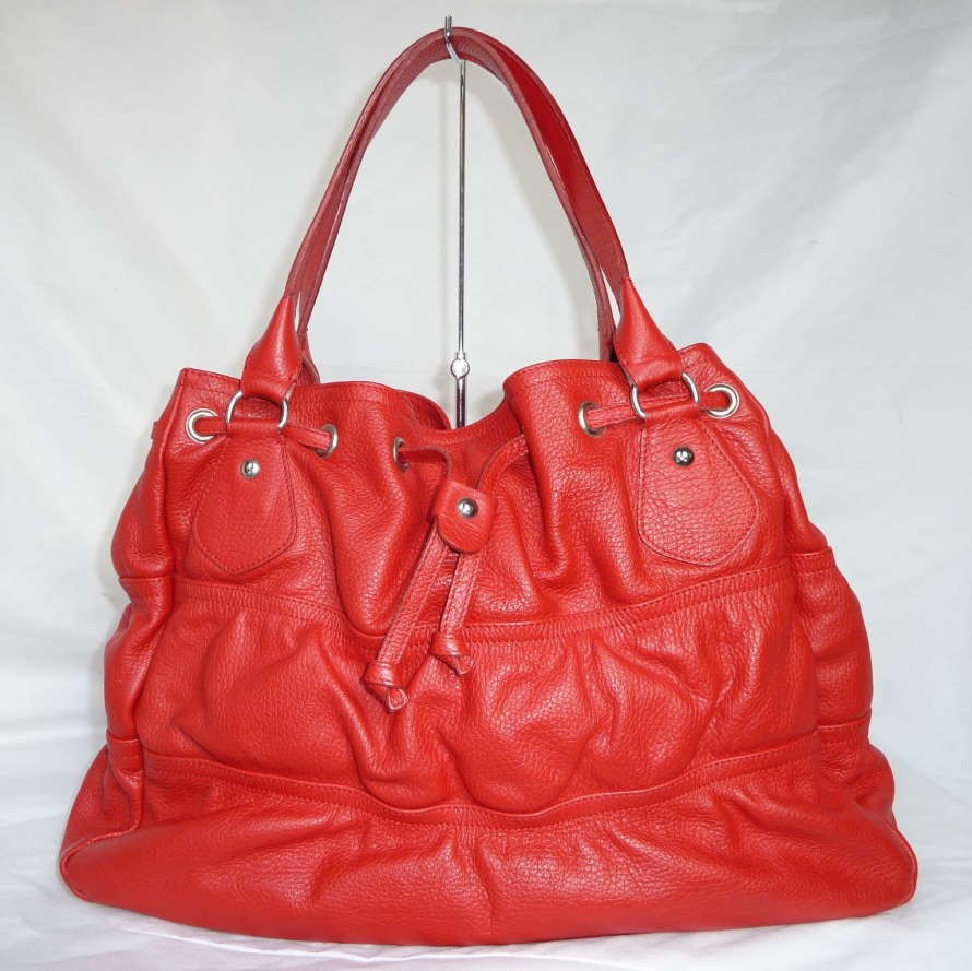 LARGE Cavalcanti Collection Italian RED Leather Slouchy Tote Purse | eBay