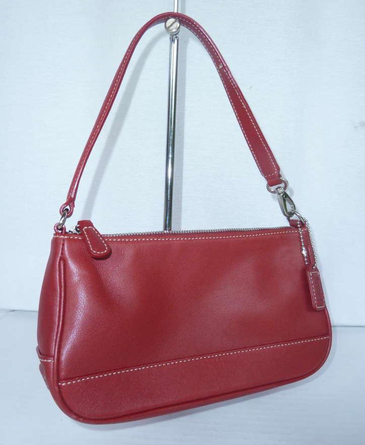 Authentic Coach Small Pouch Shoulder Bag Burgundy Leather 7785 | eBay