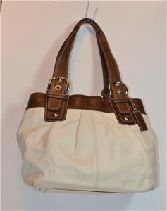 white leather coach purse