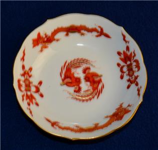 Antique MEISSEN Crossed Sword Hand Painted Red COURT DRAGON