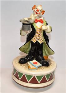 Clown Magician Hand Painted Ceramic Music box #270 Schmid Send in