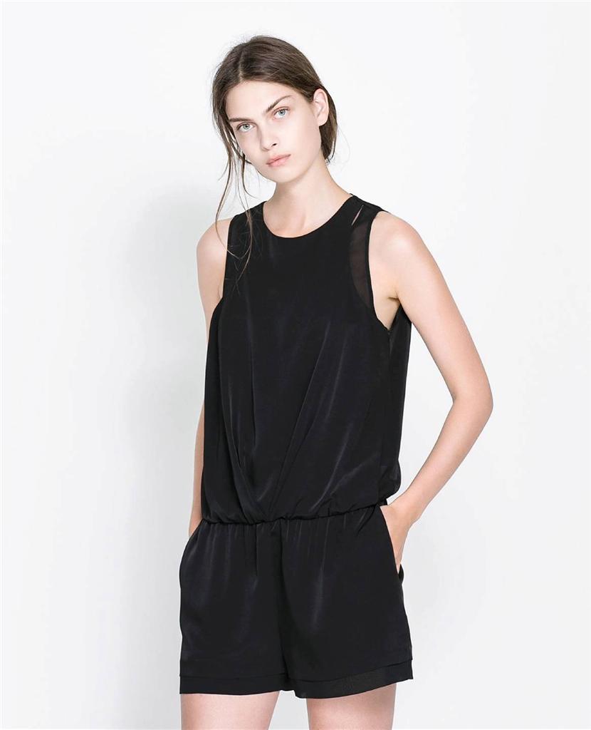 Zara Black Playsuit Jumpsuit with Sheer Details | eBay