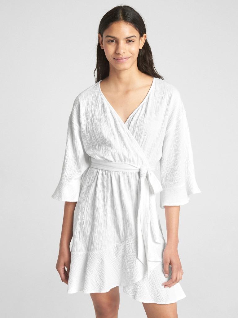 gap white wrap dress