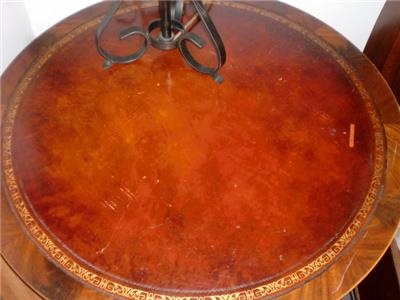 inlay leather table heirloom dx25 weiman drum mid century round