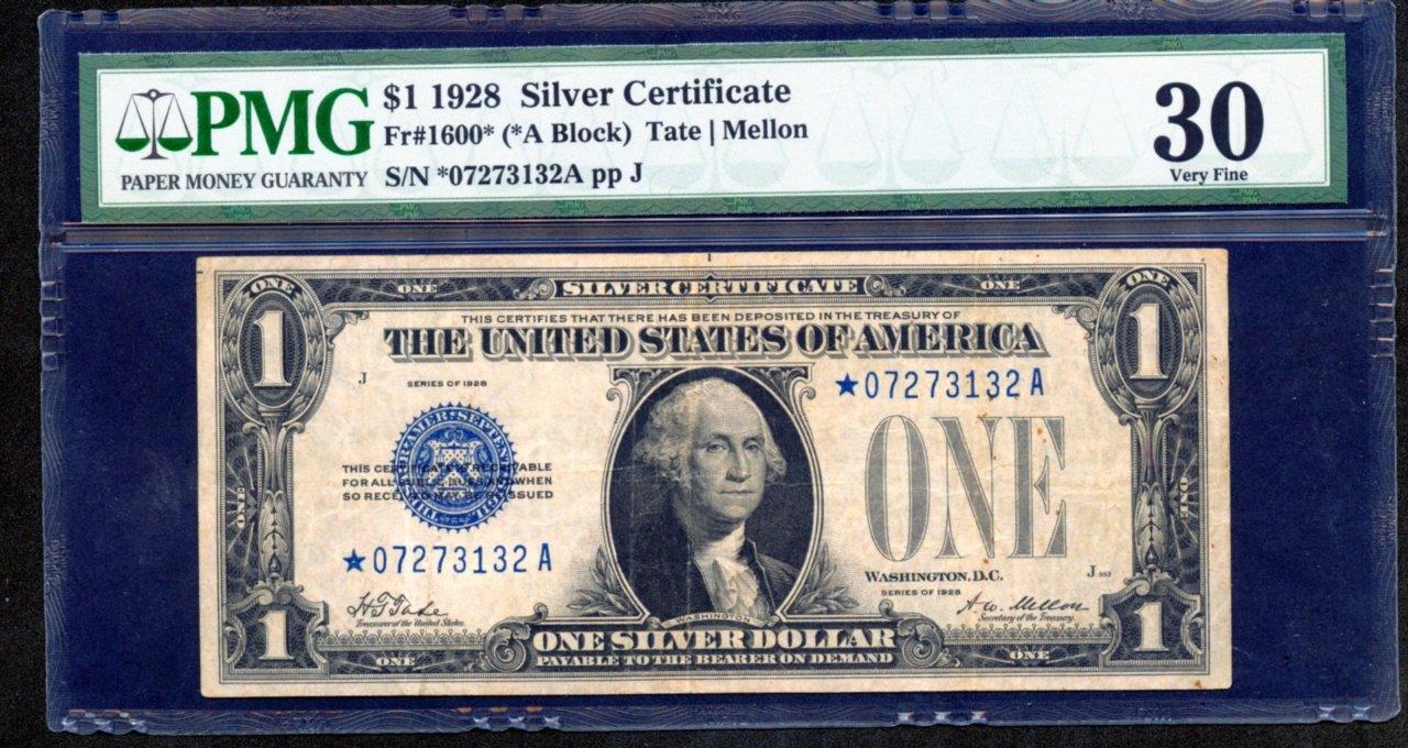 Details About Star 1928 1 Dollar Silver Certificate A Block Star Note Pmg 30 Lqqk
