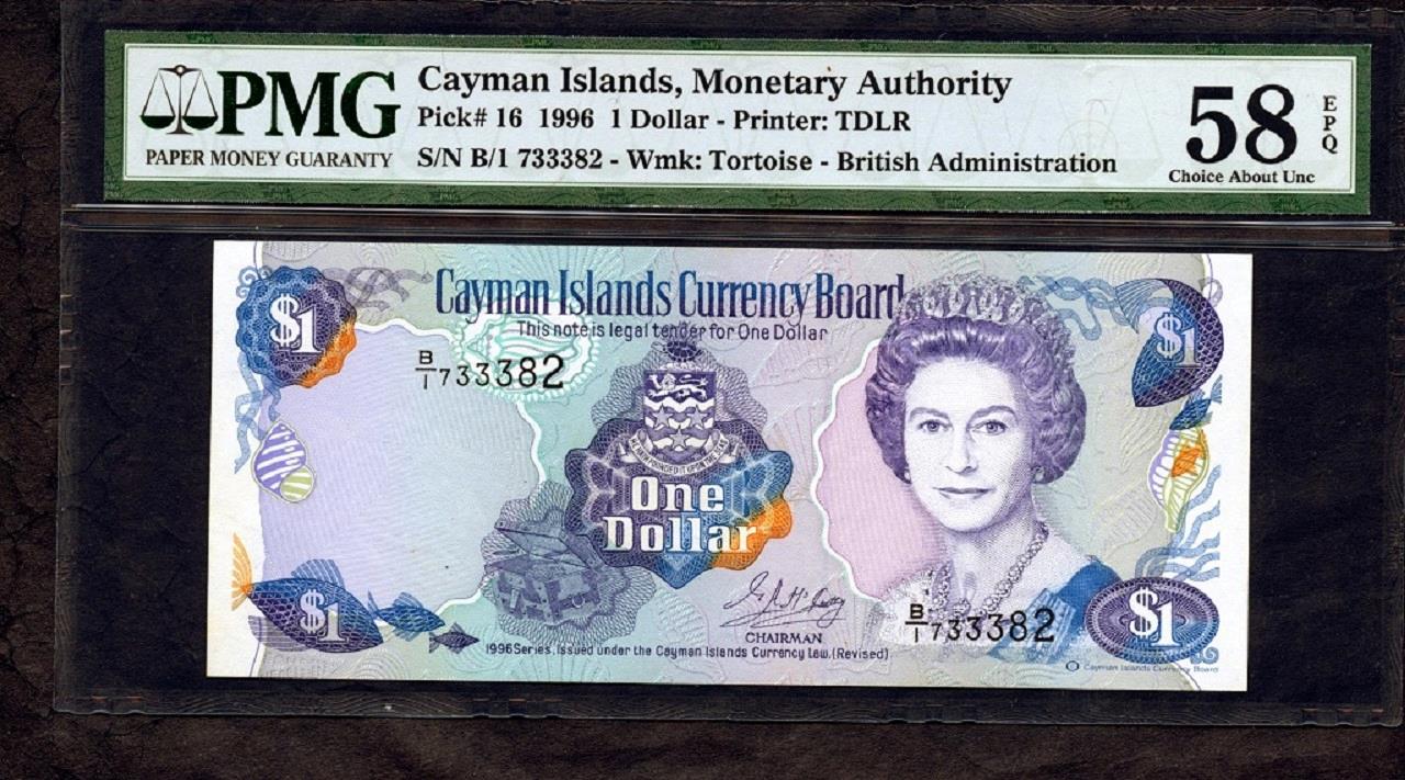 *1996 CAYMAN ISLANDS , MONETARY AUTHORITY $1 PCK #16a PMG ...