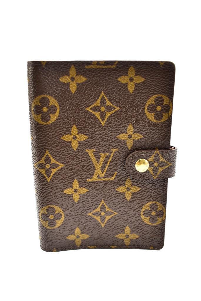 LOUIS VUITTON: Brown &quot;LV&quot; Logo, Folding Wallet/Agenda (mz) | eBay