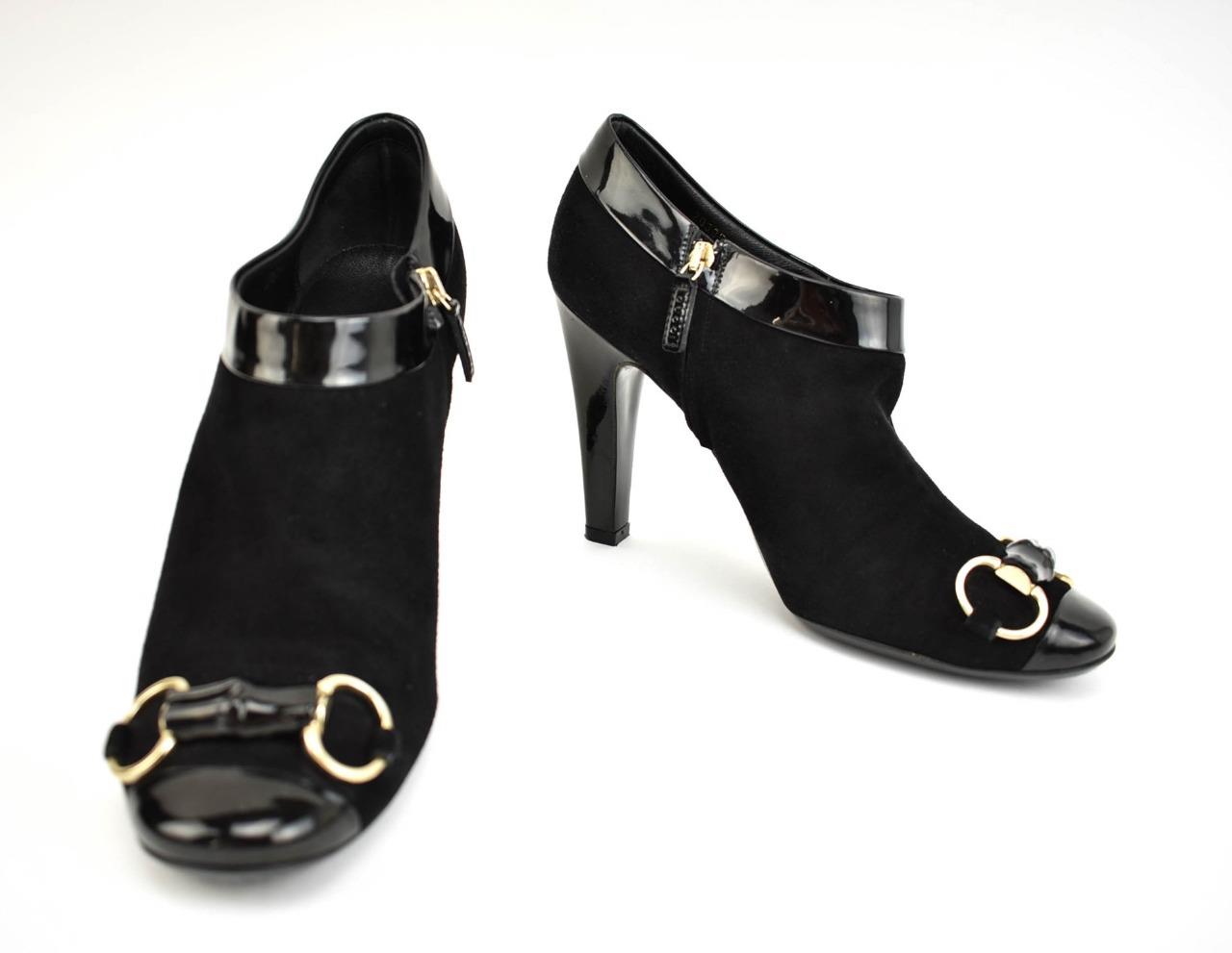 GUCCI Black, Leather & "Horsebit" Logo, Ankle Boots