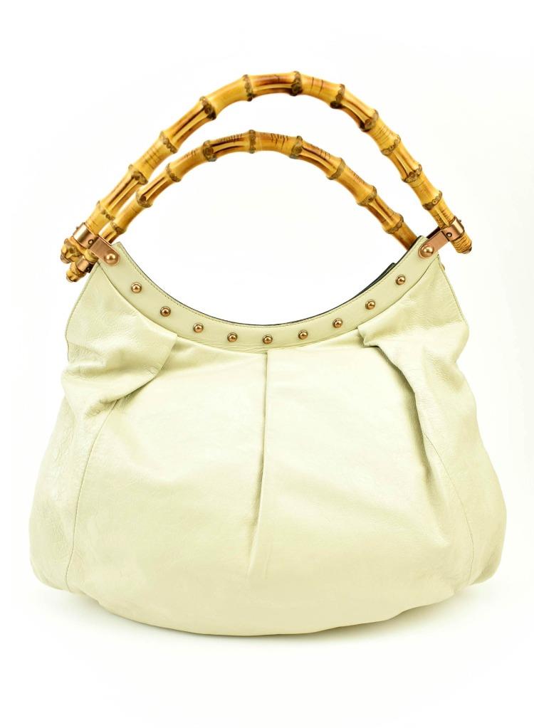 GUCCI: Beige, Leather & Bamboo, Medium Shoulder/Hobo Bag (qm) | eBay
