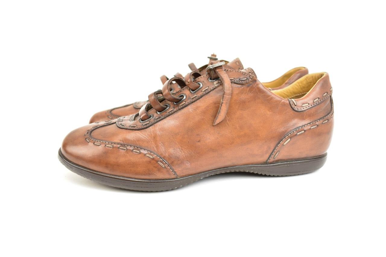 FENDI Antique Brown, Leather &amp; Logo Sneakers/Athletic