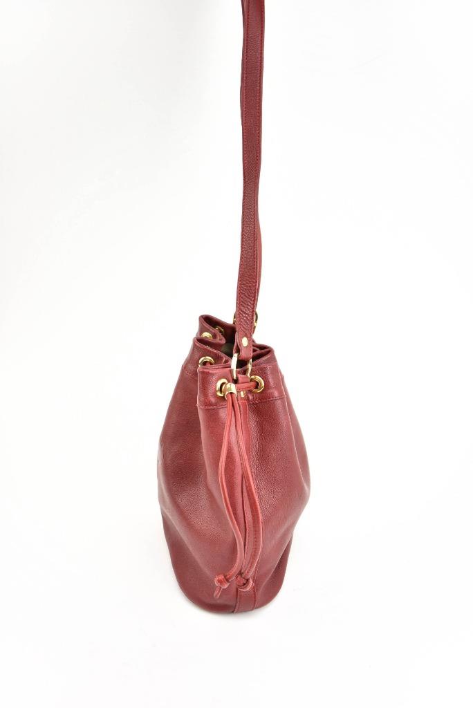LONGCHAMP: Red Leather & Logo Drawstring Shoulder/Bucket Bag (mp) | eBay