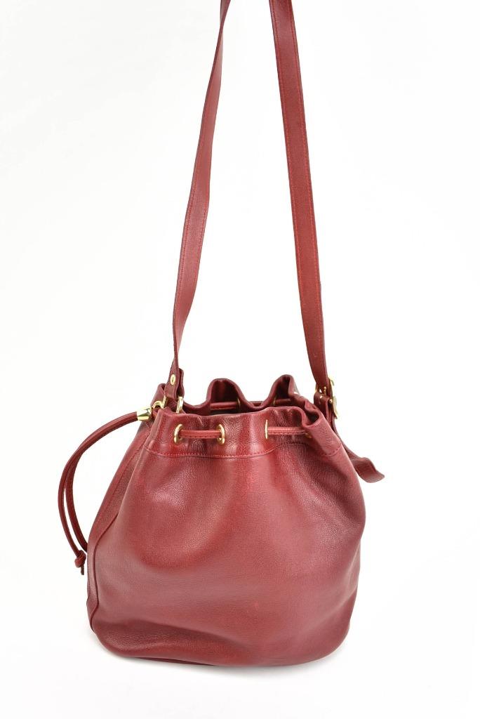 LONGCHAMP Red Leather & Logo Drawstring Shoulder/Bucket Bag (mp) eBay