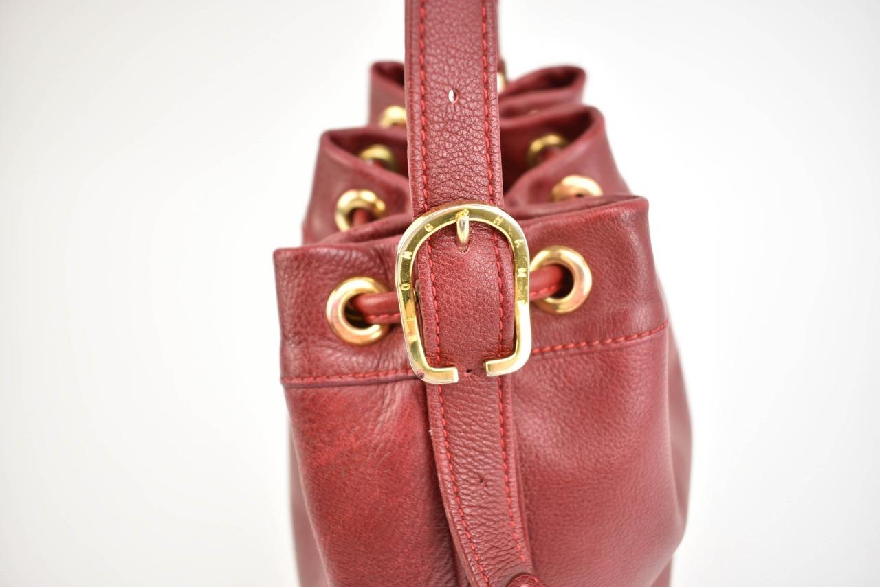 LONGCHAMP Red Leather & Logo Drawstring Shoulder/Bucket Bag (mp) eBay